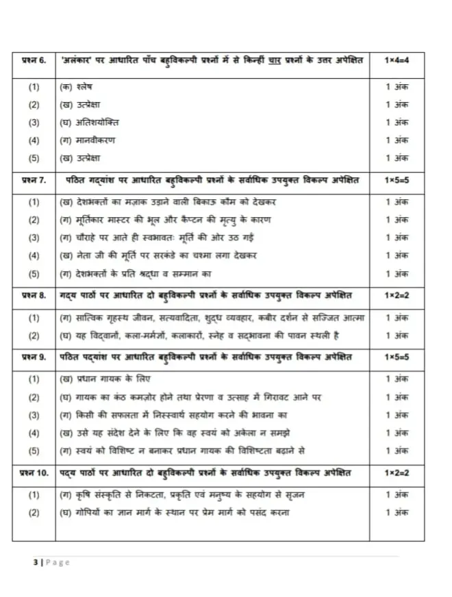 CBSE Class 10th Hindi B Sample Question Paper 2023 