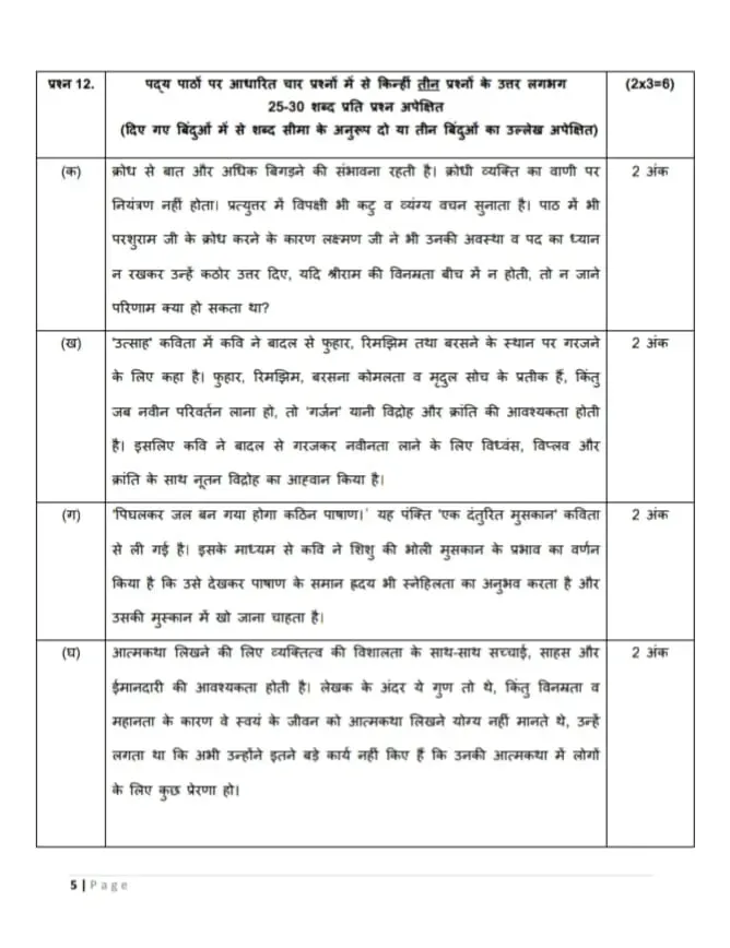 CBSE Class 10th Hindi B Sample Question Paper 2023 