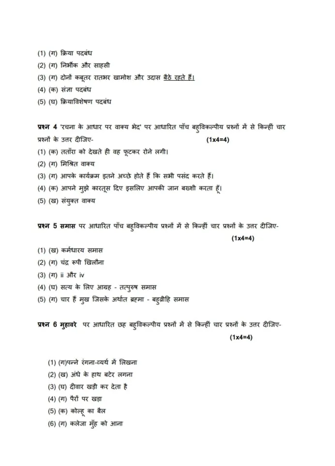 CBSE Class 10th Hindi B Sample Question Paper 2022-23